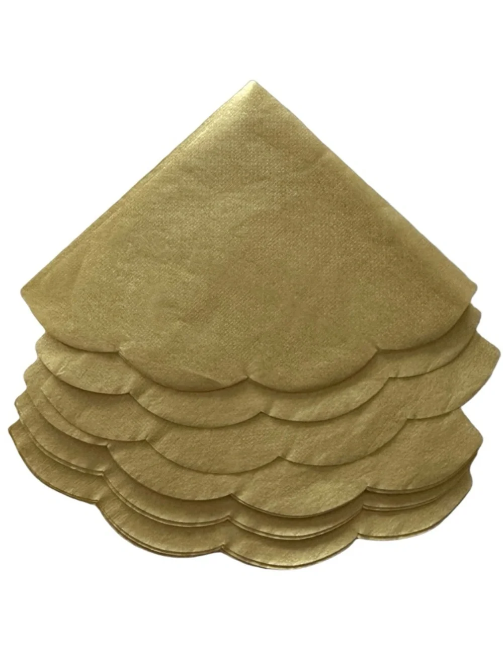 FREUND-MAYER Vintage Golden Rice Paper Napkins (lot of 20) Scalloped Fan